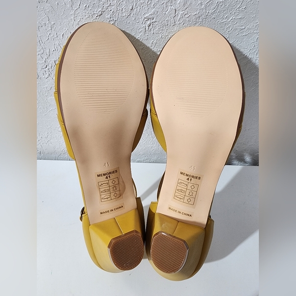 Chelsea Crew Memories Vintage Style T-Strap Heels Mustard Yellow Women's Size 10 - Picture 5 of 6